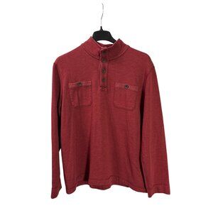 Lucky Brand Mens Red Long Sleeve Henley Shirt Button Pockets XL Cotton Blend